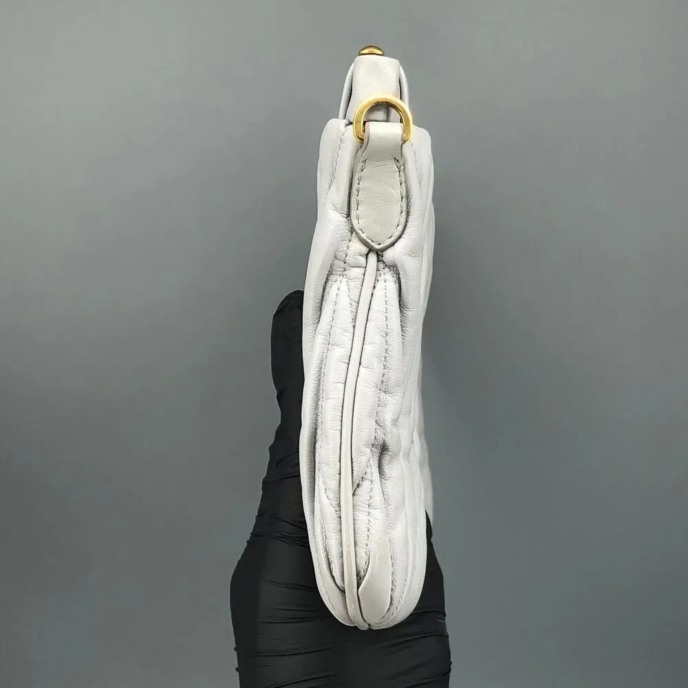 Miu Miu Grey Matelasse Leather Chain Clutch Shoulder Bag - Picture 5 of 15